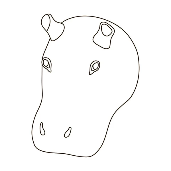 Ícone de hipopótamo em estilo esboço isolado no fundo branco. Animais realistas símbolo estoque vetor ilustração . —  Vetores de Stock