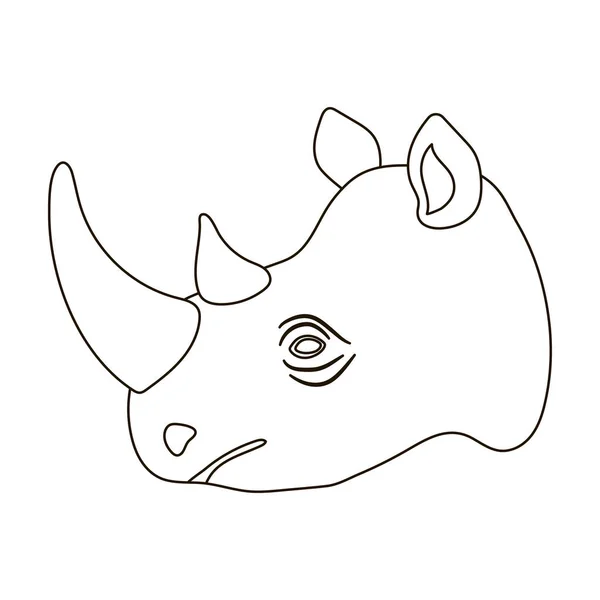 Icône Rhinocéros en style contour isolé sur fond blanc. Illustration vectorielle de stock d'animaux réalistes . — Image vectorielle