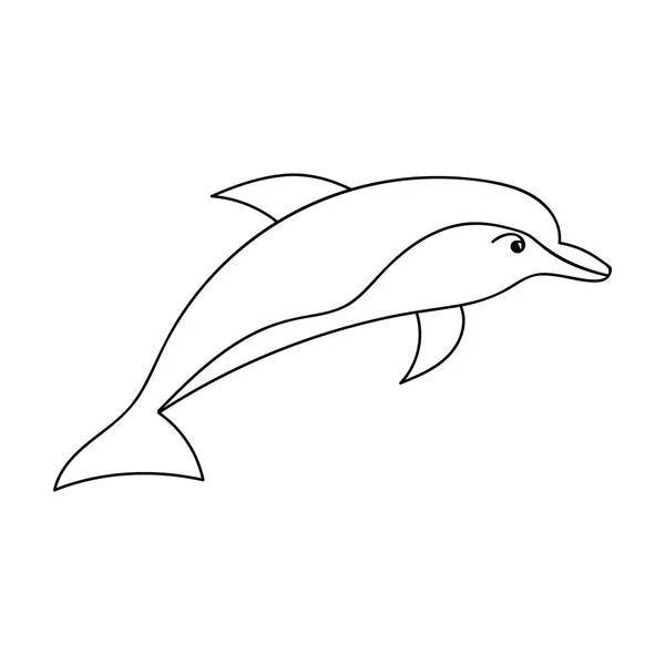 Delphin-Symbol im Umrissstil isoliert auf weißem Hintergrund. Meerestiere Symbol Aktienvektor Illustration. — Stockvektor