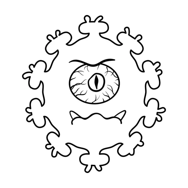 Icône de virus violet dans le style contour isolé sur fond blanc. Illustration vectorielle du symbole virus et bactéries . — Image vectorielle