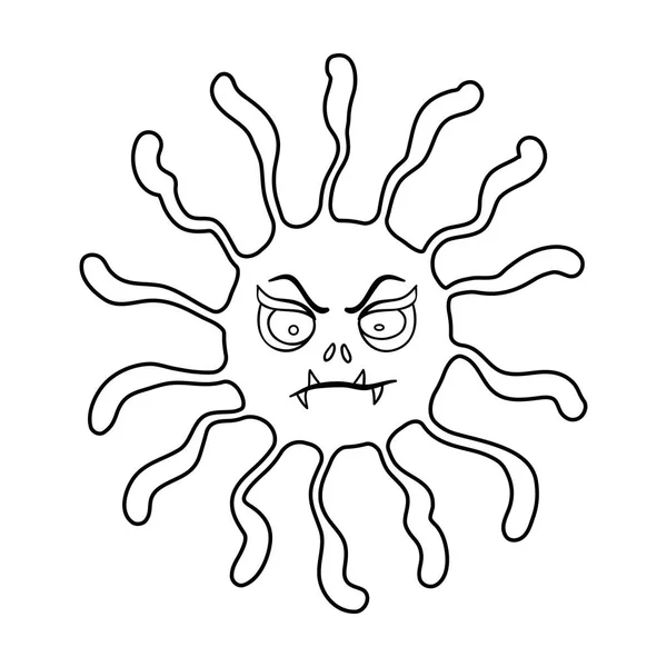 Icône de virus bleu dans le style de contour isolé sur fond blanc. Illustration vectorielle du symbole virus et bactéries . — Image vectorielle