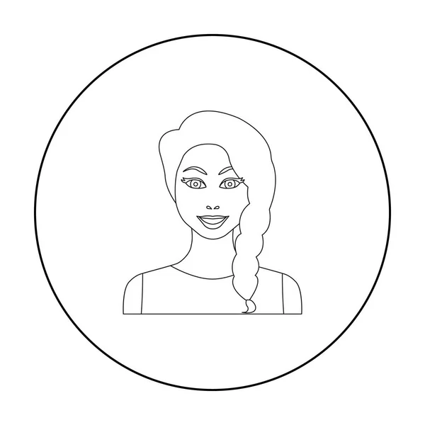 Black hair woman icon in outline style isolated on white background. Woman symbol stock vector illustration. — Stock Vector