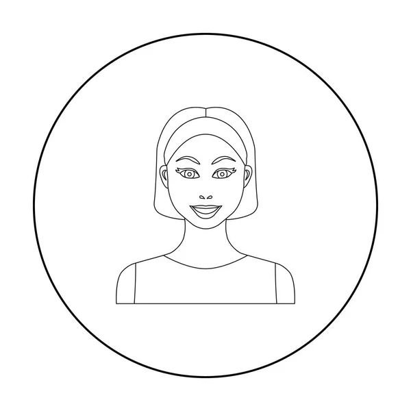 Black hair woman icon in outline style isolated on white background. Woman symbol stock vector illustration. — Stock Vector