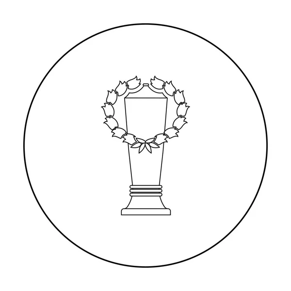 冠军杯中孤立的白色背景上的大纲样式图标。优胜者杯象征股票矢量图. — 图库矢量图片
