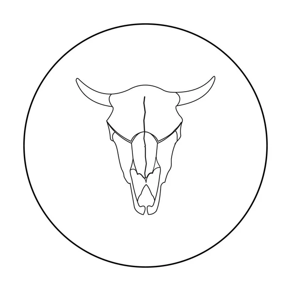 Icono del cráneo de toro. Singe icono occidental del contorno del oeste salvaje . — Vector de stock