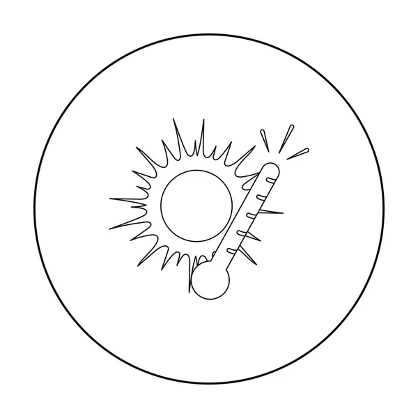 Иконка тепла в стиле контура выделена на белом фоне. Векторная иллюстрация символов погоды . — стоковый вектор