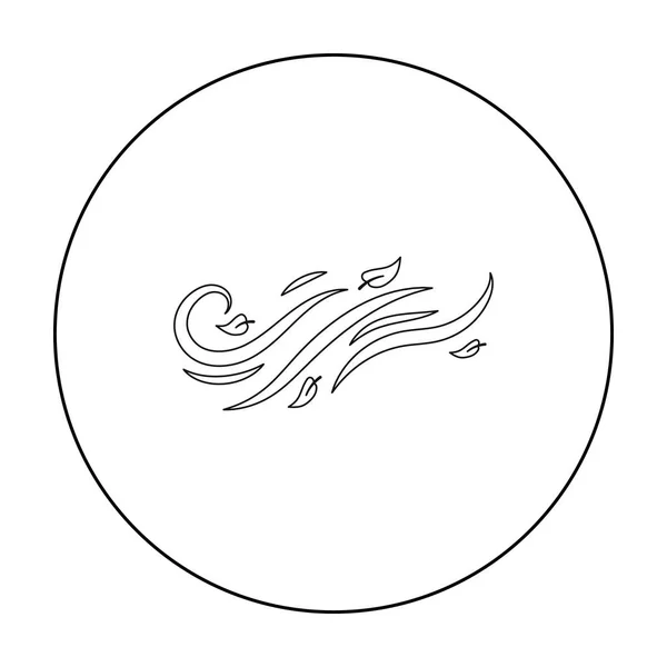 Иконка ветреной погоды в стиле контура выделена на белом фоне. Векторная иллюстрация символов погоды . — стоковый вектор