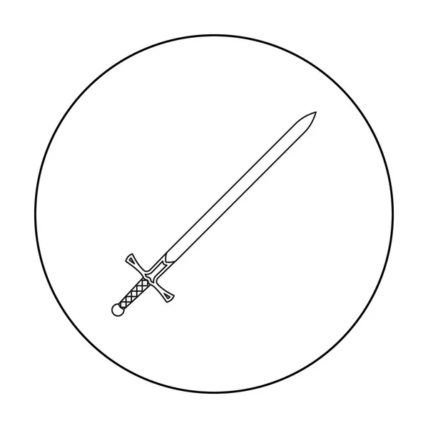 Kontur eines zweihändigen Schwertes. Einfaches Waffensymbol aus der großen Munition, Waffenset. — Stockvektor