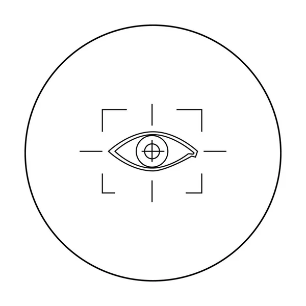 Fokus för ögat i den virtuella verklighet ikonen i dispositionsformat isolerad på vit bakgrund. Virtuell verklighet symbol lager vektorillustration. — Stock vektor