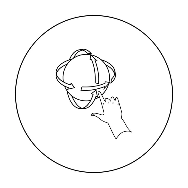 Rotación del globo en el icono de la realidad virtual en el estilo de contorno aislado sobre fondo blanco. Ilustración de vector de stock de símbolo de realidad virtual . — Archivo Imágenes Vectoriales
