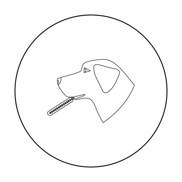 狗与温度计图标在白色背景上孤立的轮廓样式。兽医临床象征股票矢量图. — 图库矢量图片