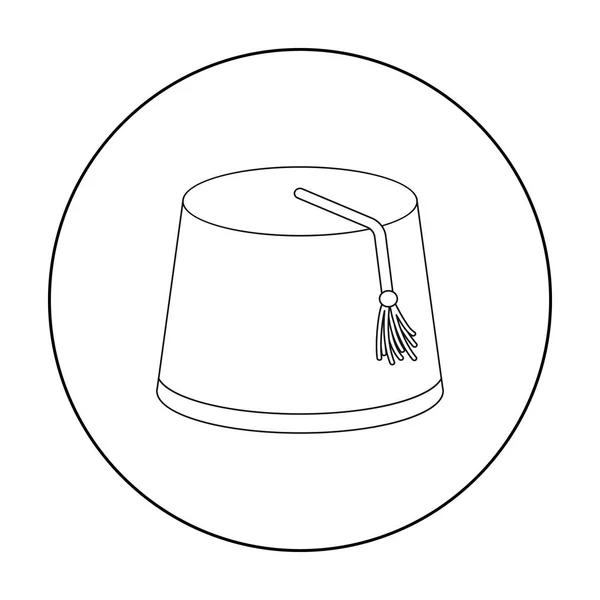Fez pictogram in kaderstijl geïsoleerd op een witte achtergrond. Turkije symbool voorraad vectorillustratie. — Stockvector