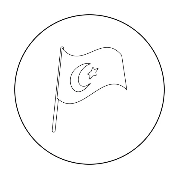 Bandiera della Turchia icona in stile contorno isolato su sfondo bianco. Turchia simbolo stock vettore illustrazione . — Vettoriale Stock