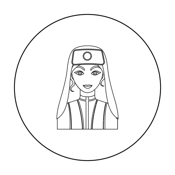 Icône femme turque dans le style de contour isolé sur fond blanc. Turquie symbole illustration vectorielle de stock . — Image vectorielle