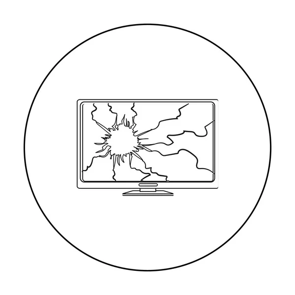 Trasiga TV-ikonen i dispositionsformat isolerad på vit bakgrund. Skräp och sopor symbol lager vektorillustration. — Stock vektor