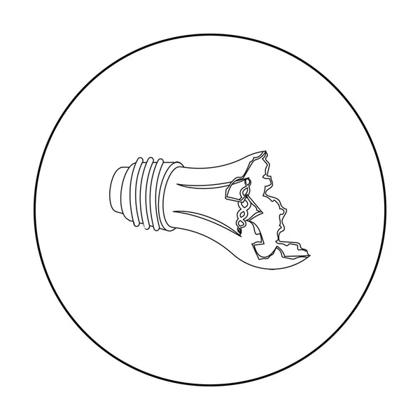 Złamane żarówka ikona stylu kontur na białym tle. Bzdury i symbol Stockowa ilustracja wektorowa. — Wektor stockowy