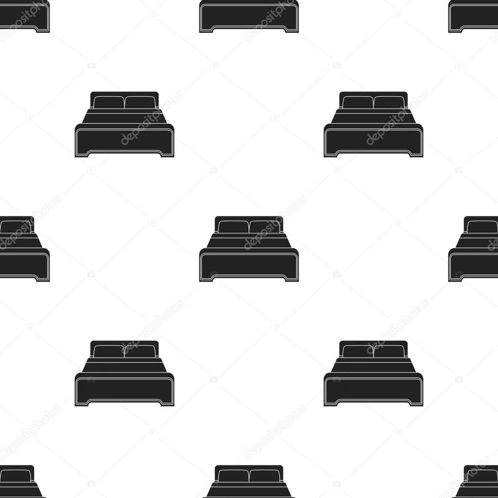 Bed icon in black style isolated on white background. Hotel pattern vector illustration.