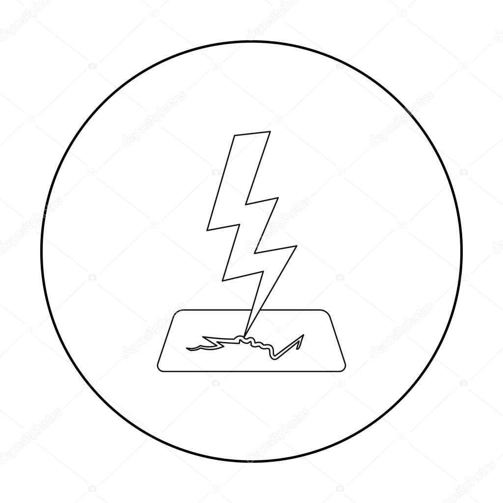 Lightning bolt icon in outline style isolated on white background. Weather symbol stock vector illustration.