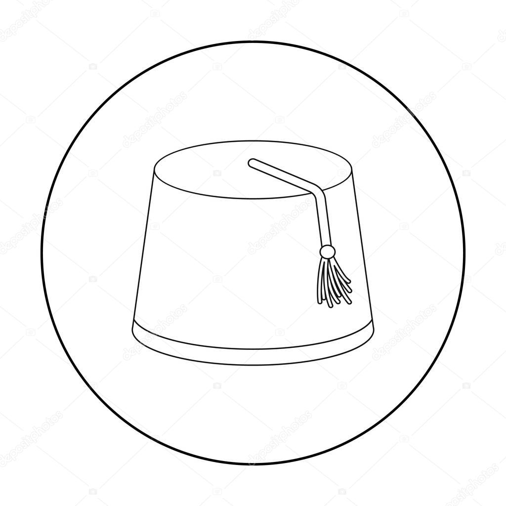 Fez icon in outline style isolated on white background. Turkey symbol stock vector illustration.