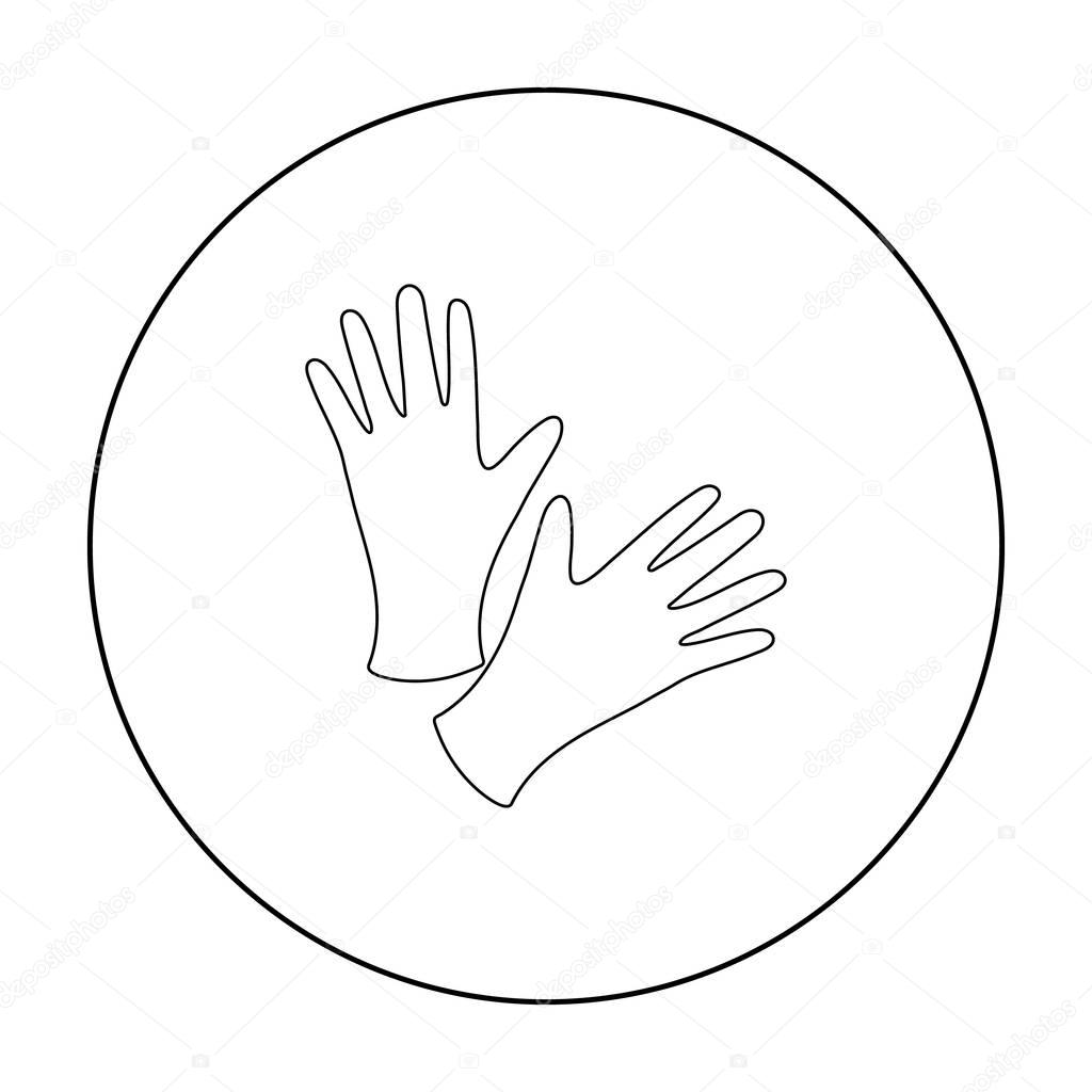 Black protective rubber gloves icon outline. Single tattoo icon from the big studio outline. stock