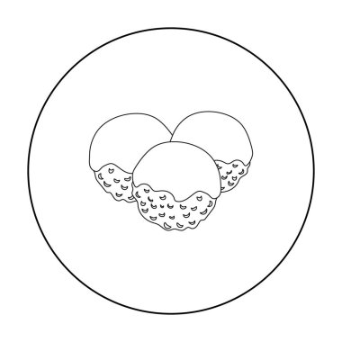 Beyaz arka plan üzerinde izole anahat tarzı takoyaki simgesi. Suşi sembol stok vektör çizim.