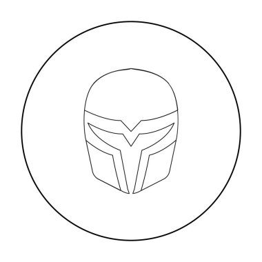 Süper kahraman s kask simgesi beyaz arka plan üzerinde izole anahat tarzı. Süper kahraman s maskesi sembol stok vektör çizim.