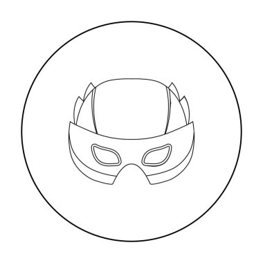 Tam kafa maske simgesi beyaz arka plan üzerinde izole anahat tarzı. Süper kahraman s maskesi sembol stok vektör çizim.