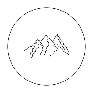 Beyaz arka plan üzerinde izole anahat tarzı dağ simgesi. Ski resort sembol stok vektör çizim.