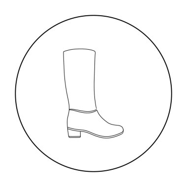 Knee yüksek simgesi beyaz arka plan üzerinde izole anahat tarzı çizmeler. Ayakkabı sembol stok vektör çizim.