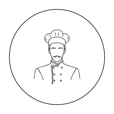 Restoran şefi simgesi beyaz arka plan üzerinde izole anahat tarzı. Restoran sembol stok vektör çizim.