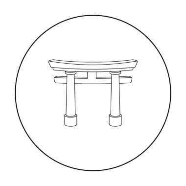 Torii simgesi beyaz arka plan üzerinde izole anahat tarzı. Din sembol stok vektör çizim.