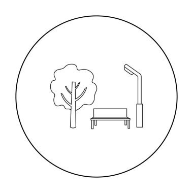 Park simgesi beyaz arka plan üzerinde izole anahat tarzı. Bahçe sembol stok vektör çizim oynamak.