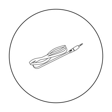 Anahat stili beyaz arka plan üzerinde izole kablosu simgesini. Kişisel bilgisayar sembol stok vektör çizim.