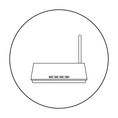 Yönlendirici simgesi beyaz arka plan üzerinde izole anahat tarzı. Kişisel bilgisayar sembol stok vektör çizim.