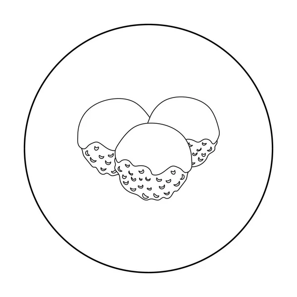 Takoyaki ikona ve stylu osnovy izolovaných na bílém pozadí. Suši symbol akcií vektorové ilustrace. — Stockový vektor