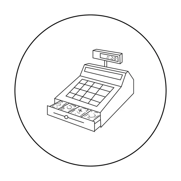 Kassan-ikonen i dispositionsformat isolerad på vit bakgrund. Stormarknad symbol lager vektorillustration. — Stock vektor