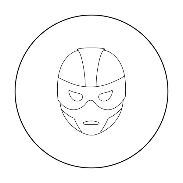 Superhelden-Helm-Ikone im Umriss-Stil isoliert auf weißem Hintergrund. Superhelden s Maske Symbol Aktienvektor Illustration. — Stockvektor