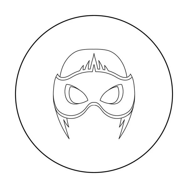 フルヘッド マスク、白い背景で隔離のアウトライン スタイルのアイコンです。スーパー ヒーローのマスク シンボル株式ベクトル図. — ストックベクタ