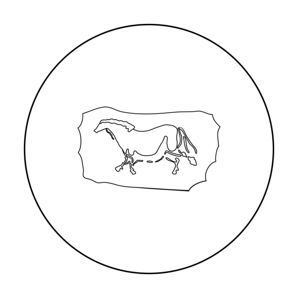 Icône de peinture de grotte dans le style de contour isolé sur fond blanc. Illustration vectorielle de l'âge de pierre . — Image vectorielle