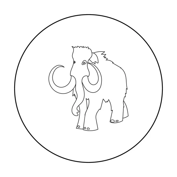 Wełnisty mamuta ikony w stylu konspektu na białym tle. Kamień wieku symbol Stockowa ilustracja wektorowa. — Wektor stockowy