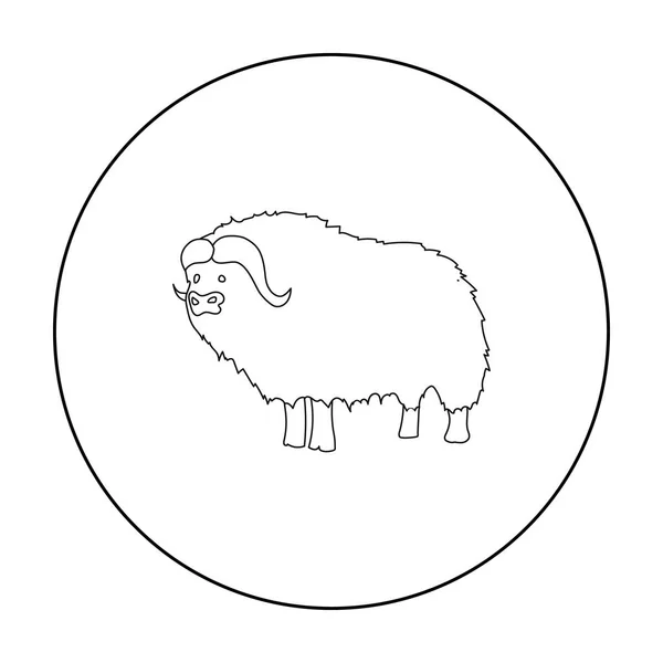 Мускокс ікони кам'яного віку в контурному стилі ізольовані на білому тлі. Символ кам'яного віку Векторні ілюстрації . — стоковий вектор
