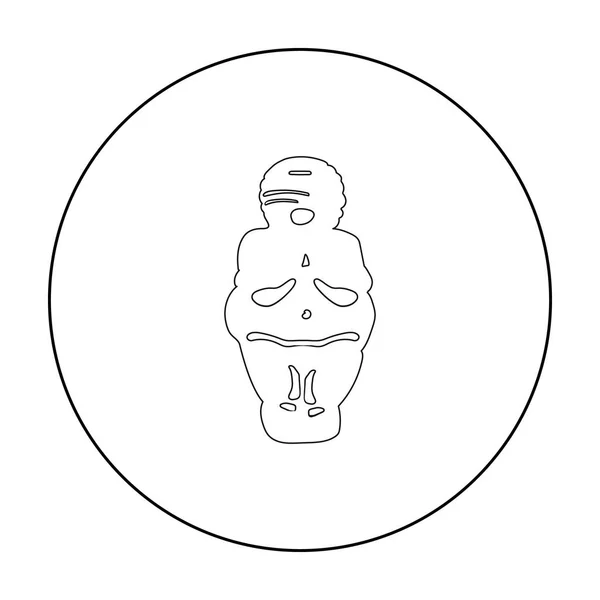 Vênus do ícone da idade da pedra em estilo esboço isolado no fundo branco. Ilustração do vetor do estoque do símbolo da idade da pedra . — Vetor de Stock