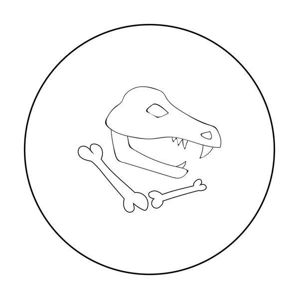 Dinosaurus fossielen pictogram in kaderstijl geïsoleerd op een witte achtergrond. Steentijd symbool voorraad vectorillustratie. — Stockvector