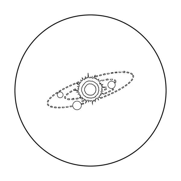 Icona del sistema solare in stile contorno isolato su sfondo bianco. Illustrazione vettoriale stock simbolo spaziale . — Vettoriale Stock