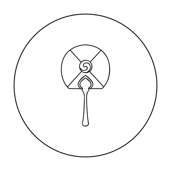 Ícone de ventilador de mão coreano em estilo esboço isolado no fundo branco. Coreia do Sul símbolo estoque vetor ilustração . — Vetor de Stock