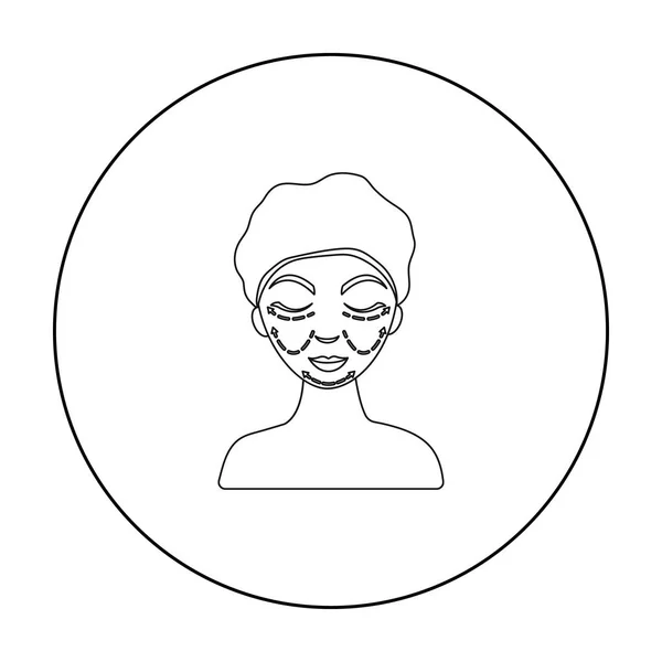 Ícone de cirurgia plástica cosmética em estilo esboço isolado no fundo branco. Cuidados com a pele símbolo estoque vetor ilustração . — Vetor de Stock