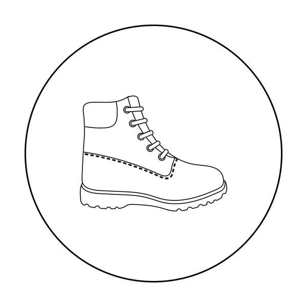 Hiking simgesi beyaz arka plan üzerinde izole anahat tarzı çizmeler. Ayakkabı sembol stok vektör çizim. — Stok Vektör