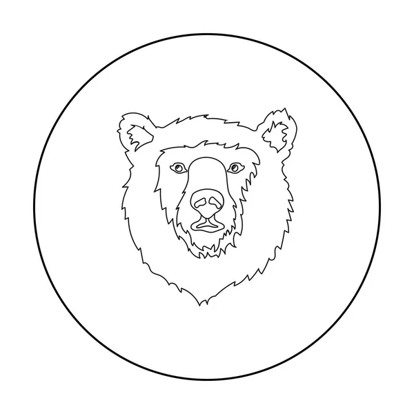 Brown bear muzzle icon in outline style isolated on white background. Russian country symbol stock vector illustration. — Stock Vector