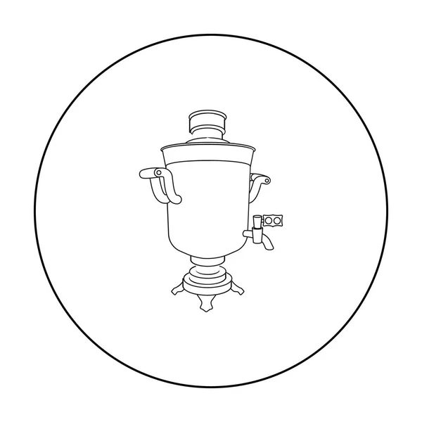 Σαμοβάρι εικονίδιο στο στυλ διάρθωσης που απομονώνονται σε λευκό φόντο. Ρωσική εξοχικές εικονογράφηση διάνυσμα απόθεμα σύμβολο. — Διανυσματικό Αρχείο