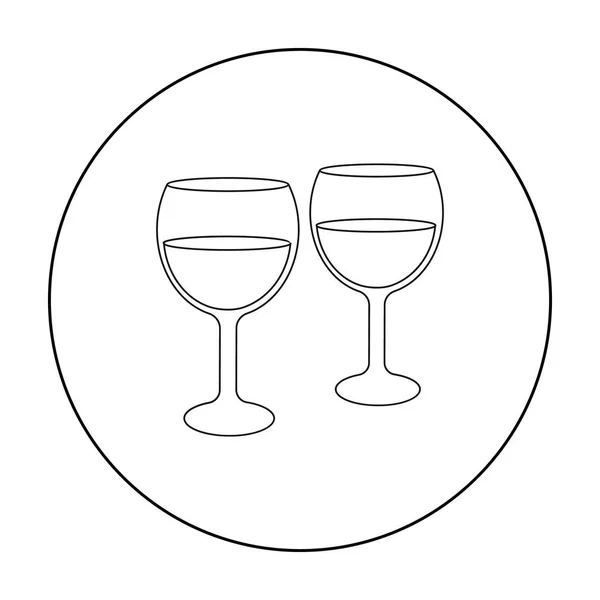 Weingläser-Symbol im Umrissstil isoliert auf weißem Hintergrund. Romantische Symbol Aktien Vektor Illustration. — Stockvektor